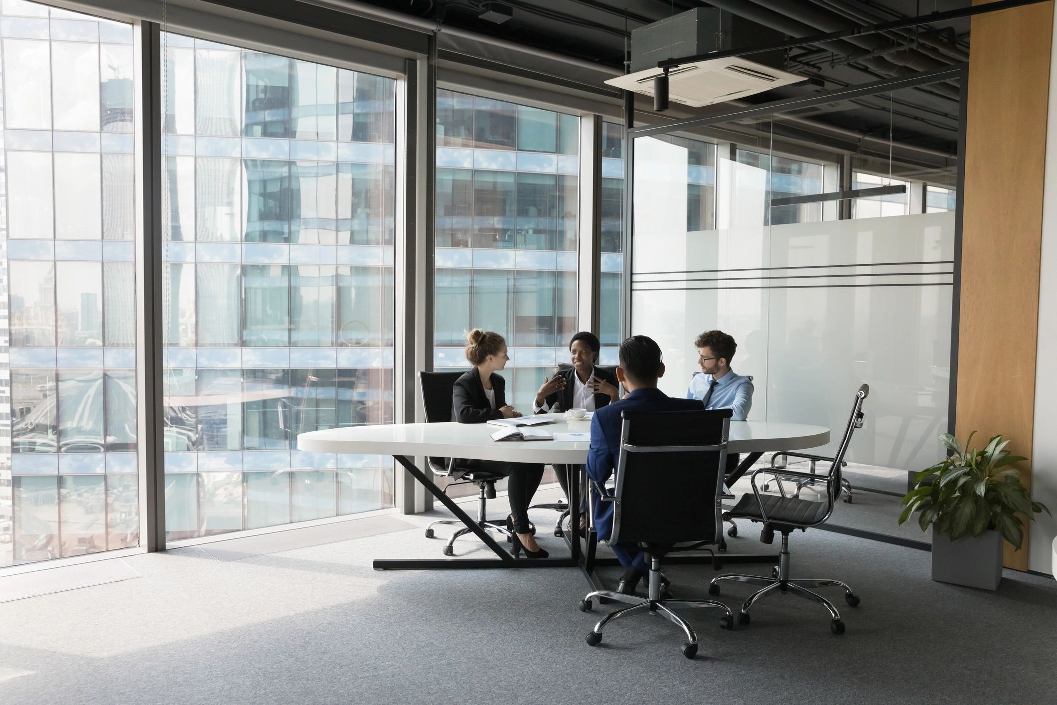 Business team in a conference room discussion